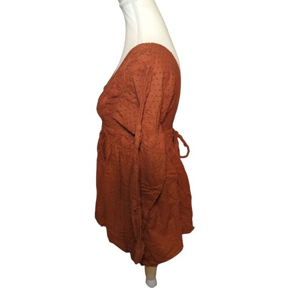 FREE PEOPLE Sugarpie Mini Dress Cinnamon XSMALL Orange Long Sleeve Summer/Fall - Picture 7 of 16